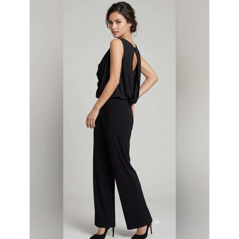 Laundry by Shelli Segal Womens Sleeveless Open Back Wide Leg Jumpsuit Size 10